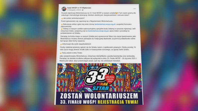 Trwa nabór wolontariusz na finał WOŚP