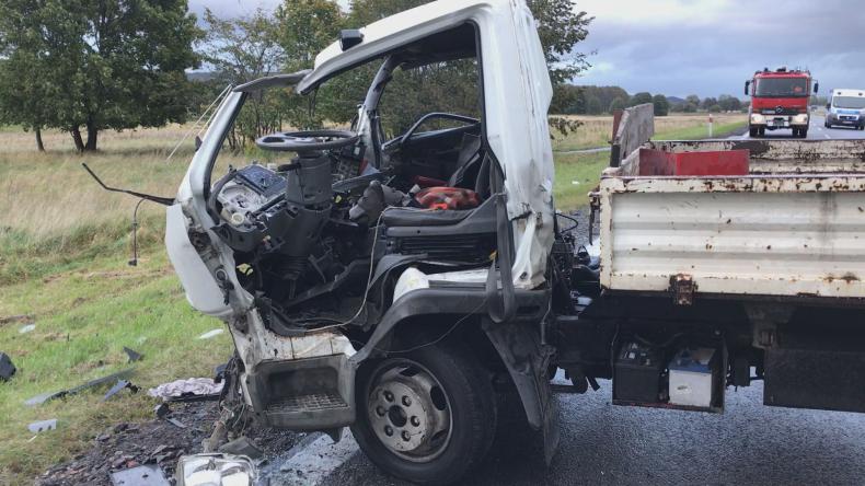 Zderzenie ciężarówek na DK6, dwaj kierowcy trafili do szpitala