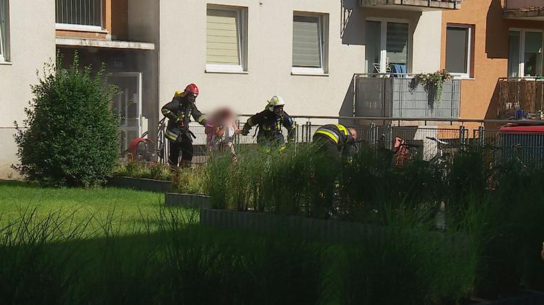 Pożar i ewakuacja bloku w Wejherowie